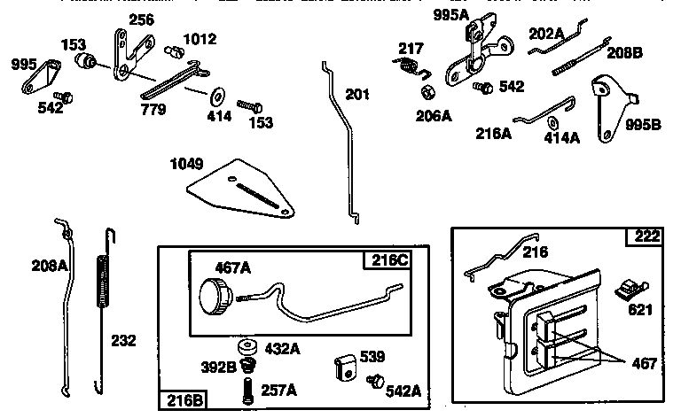 Control Panel Diagram and Parts List for 135200  Briggs and Stratton Engine